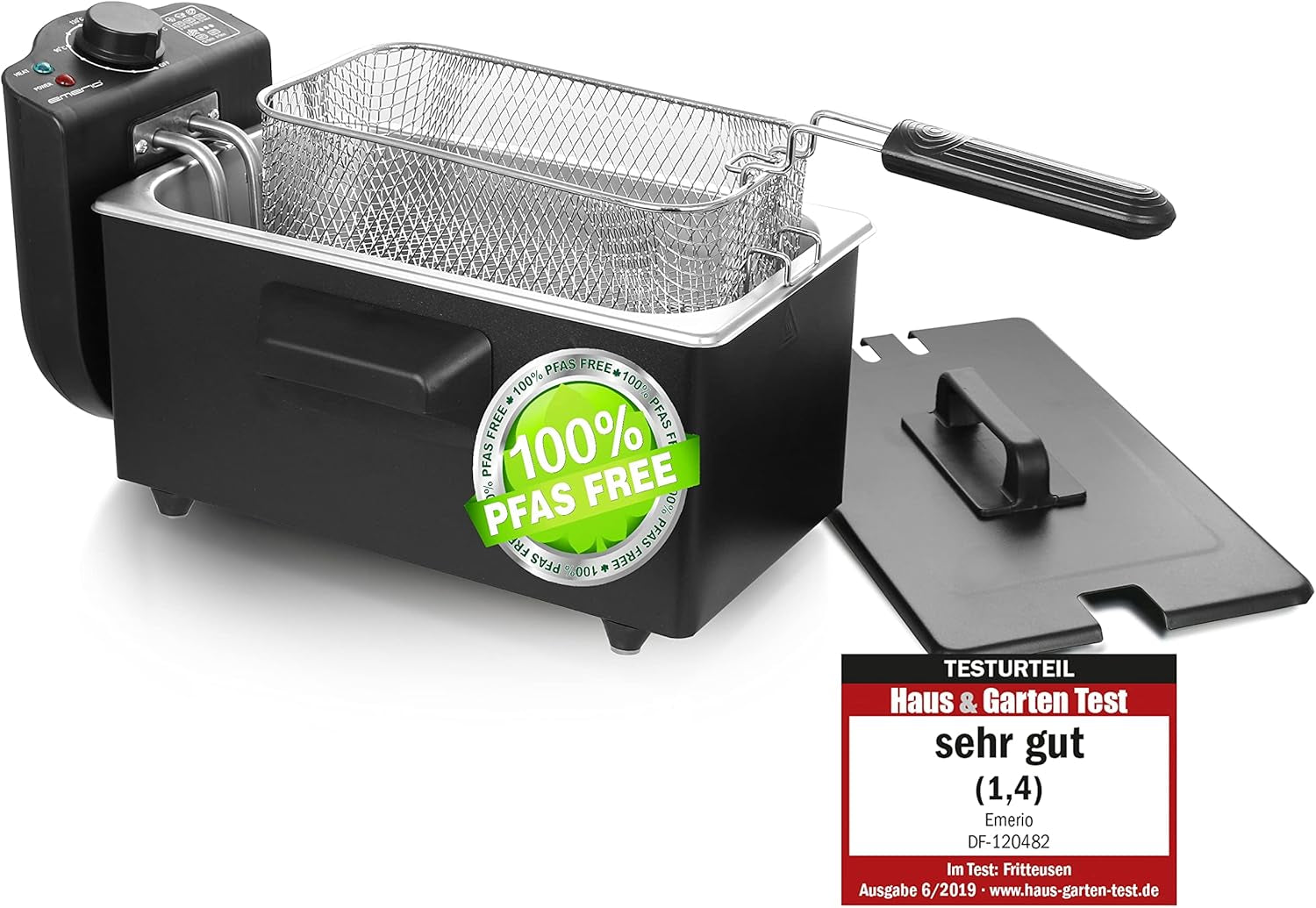 Friteuse à huile Emerio 3,0 L avec technologie zone froide, 2000 W électroménager Naty Shop noir