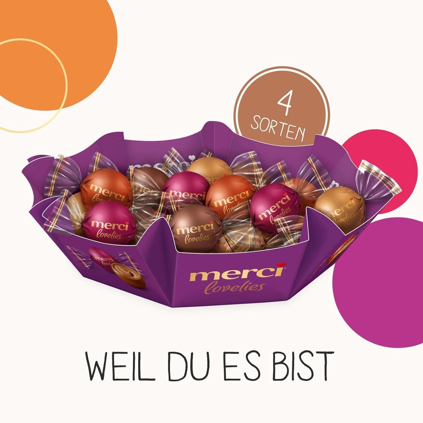 Merci Lovelies Creamy – 185 grammes – Mélange praliné avec spécialités de chocolat fourrées Naty Shop