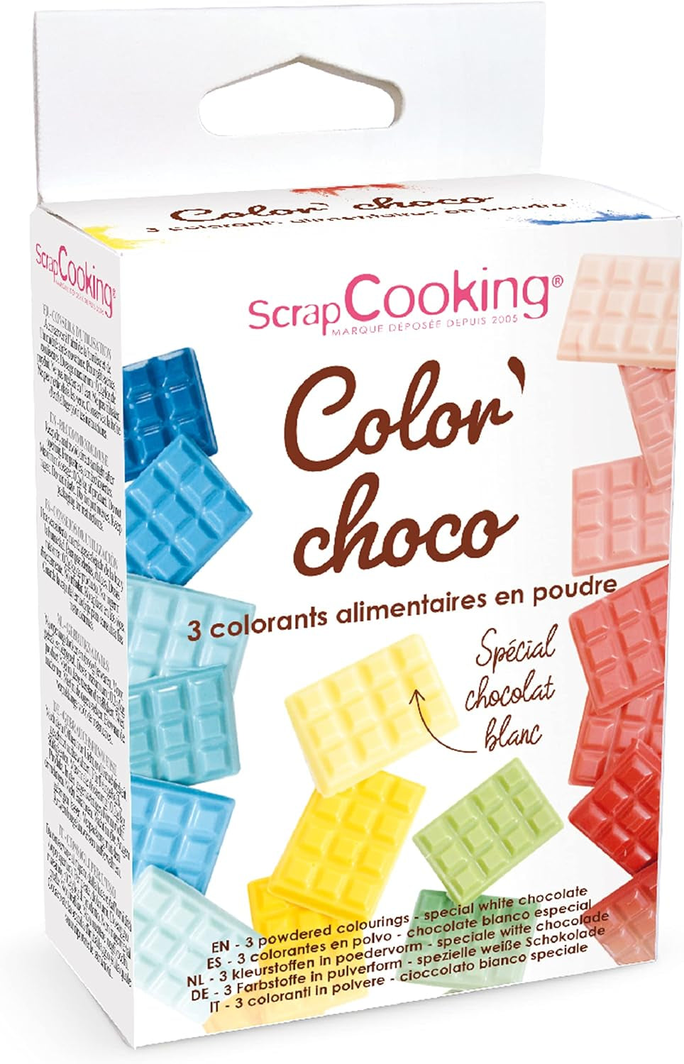 Peinture en poudre soluble dans l'huile de cuisson 4012, rouge, bleu et jaune, poids 15 g, 3 pièces colorées