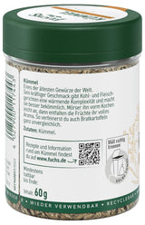 Fuchs Gewürze - Kümmel ganz - kräftiges Gewürz für Kohl- und Fleischgerichte oder zu Bratkartoffeln - Ingrédient naturel - 60 g en dose variable, recyclable