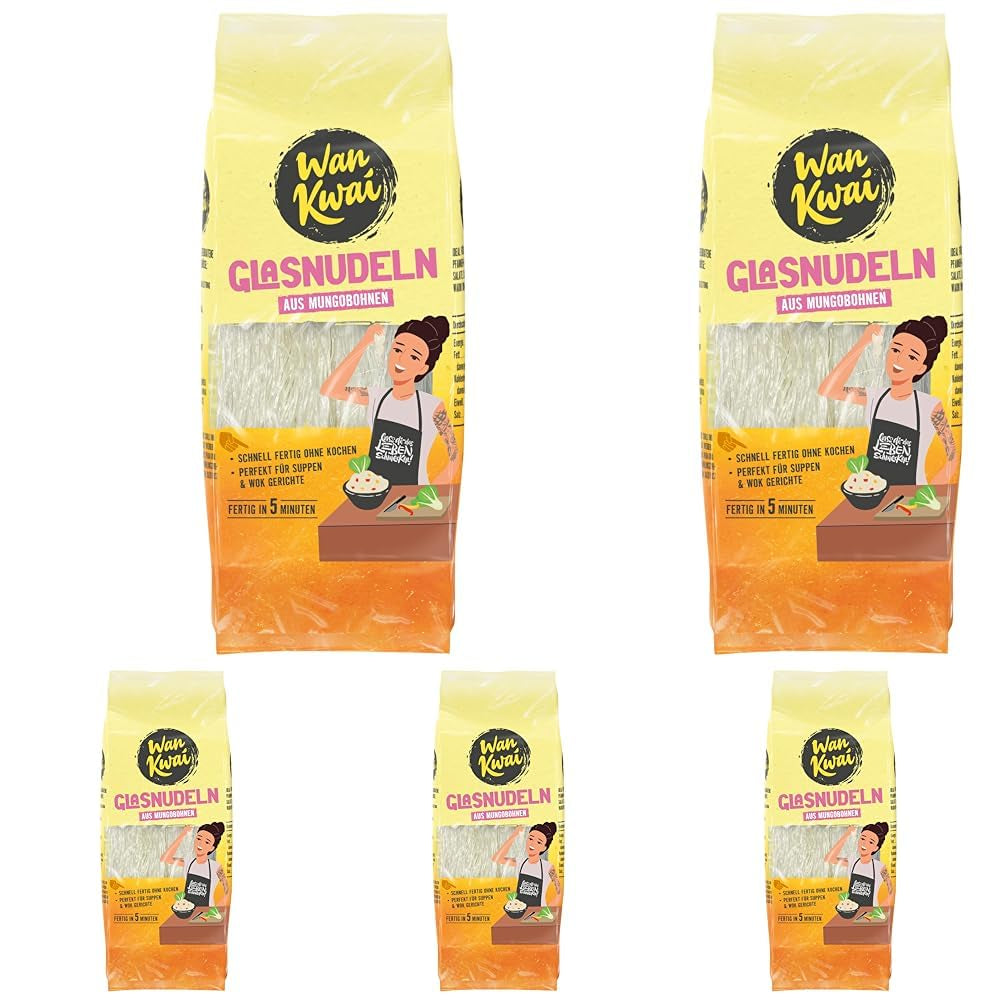 Nouilles en verre Wan Kwai 100g – Variété asiatique gastronomique ! Sans gluten, à base d'amidon de haricot mungo et d'eau. Idéal pour les soupes, les plats au wok et les salades. Texture délicate, prête en 5 minutes.