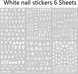 12 Blatt Nagelsticker Geometrisch Nagelaufkleber Selbstklebend Schwarz-Weißes Mysteriöses Dreieck Nail Art Sticker Dekoration Nageldesign Zubehör