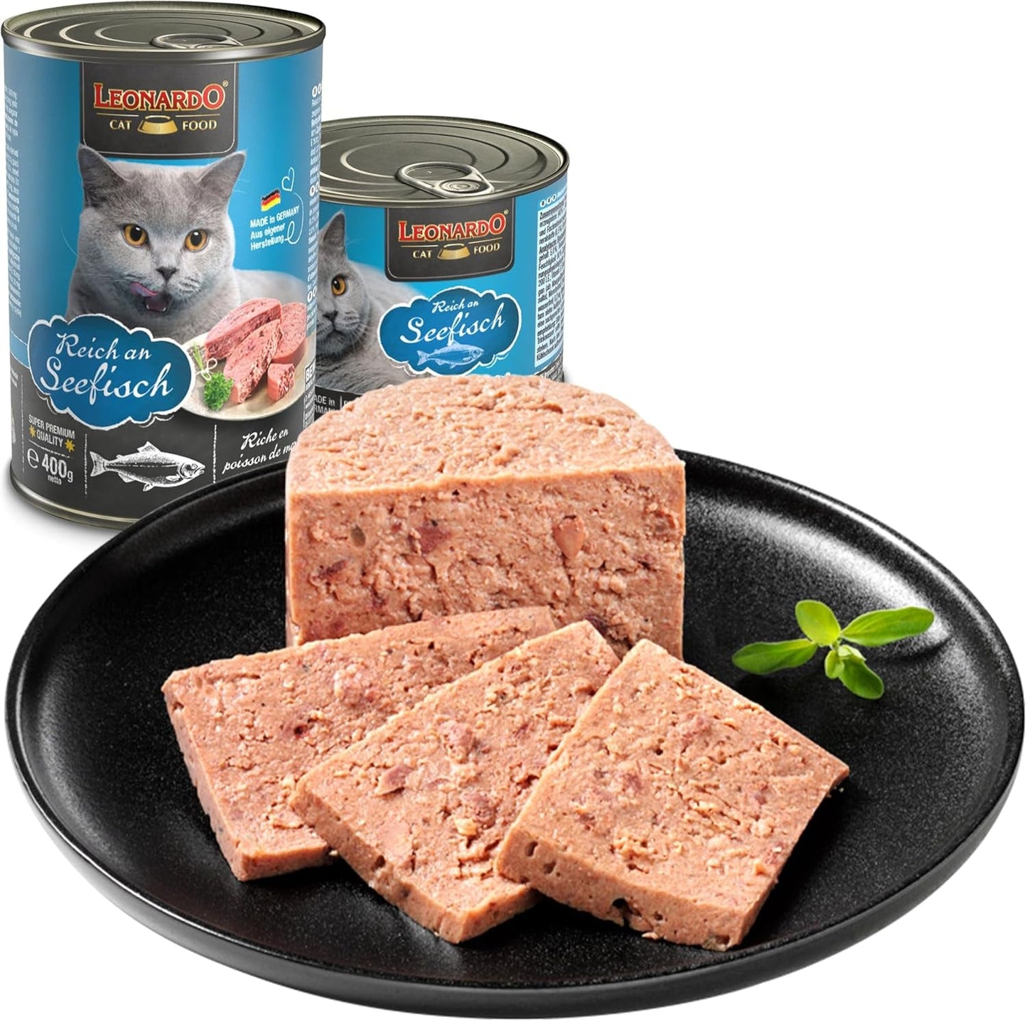 LEONARDO Nourriture humide [6x400g Fruits de mer] | Nourriture humide pour chats sans céréales | Aliments humides complets en conserve