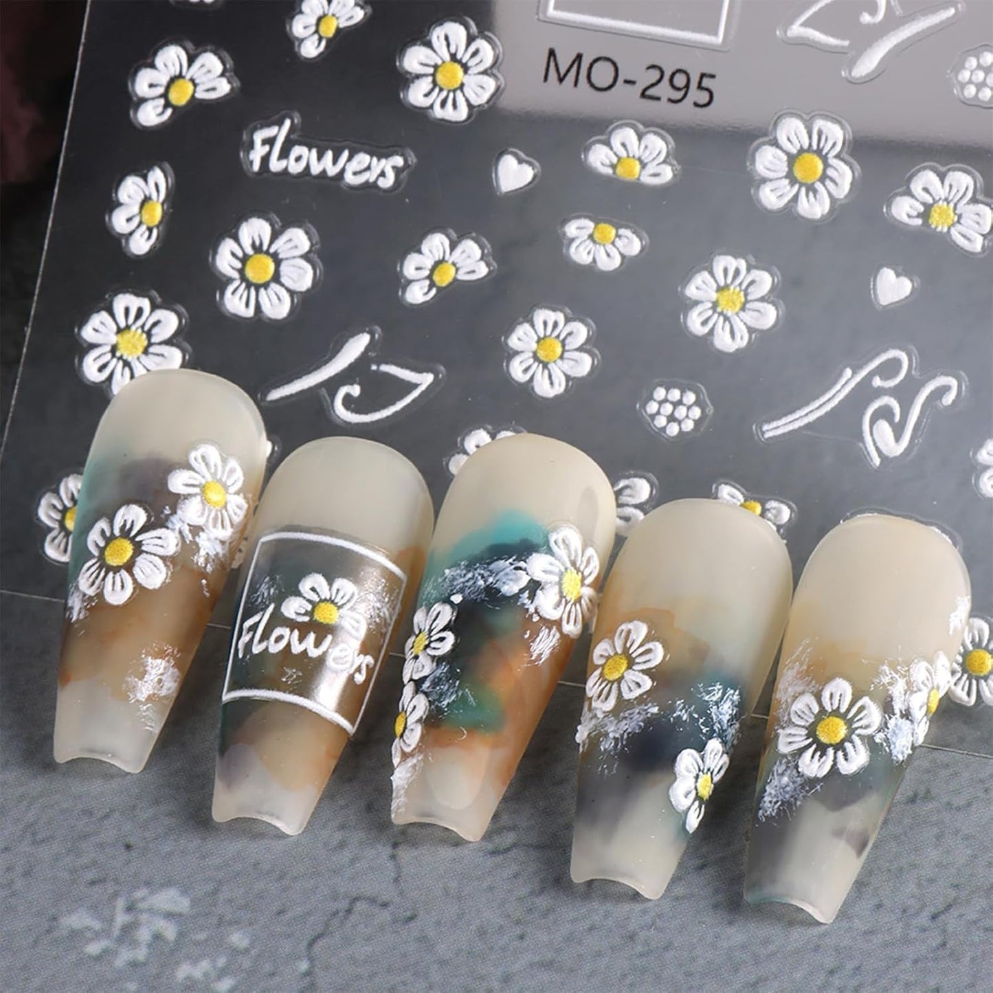 3 pièces Set d'autocollants pour ongles - Autocollants autocollants pour ongles avec fleurs et motifs bien-être - Autocollants pour nail art créatifs - Tatouages ​​et tatouages ​​créatifs