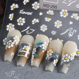 3 pièces Set d'autocollants pour ongles - Autocollants autocollants pour ongles avec fleurs et motifs bien-être - Autocollants pour nail art créatifs - Tatouages ​​et tatouages ​​créatifs