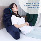 Oreiller de lecture INFANZIA avec accoudoirs, mousse à mémoire de forme, support ergonomique pour canapé et lit, bleu marine