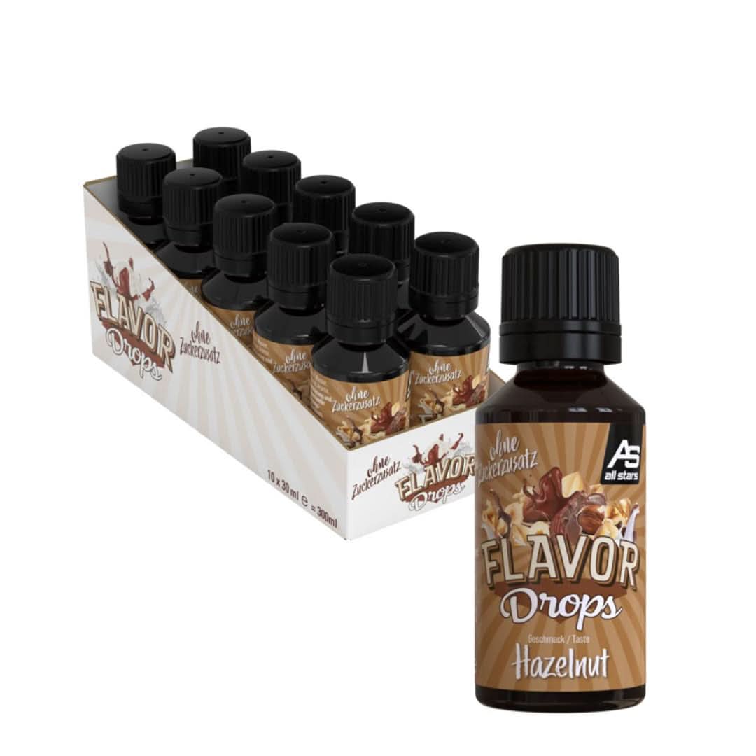ALL STARS Flavor Drops, Gouttes aromatisées sans sucre ajouté et sans calories - Douceur et saveur pour l'alimentation, 30 ml Édulcorants Naty Shop Noix 10 x 30 ml