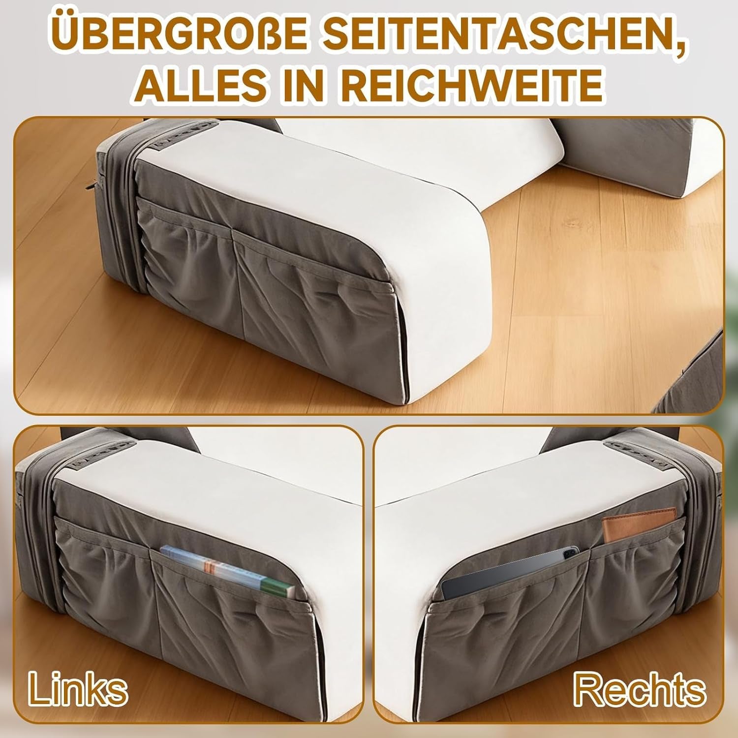 Oreiller de lecture avec support de cou et accoudoirs amovibles, oreiller de dos confortable et léger pour lit et canapé, oreiller de dos pour adultes, dossier en mousse à mémoire de forme pour lire, regarder la télévision et les jeux vidéo