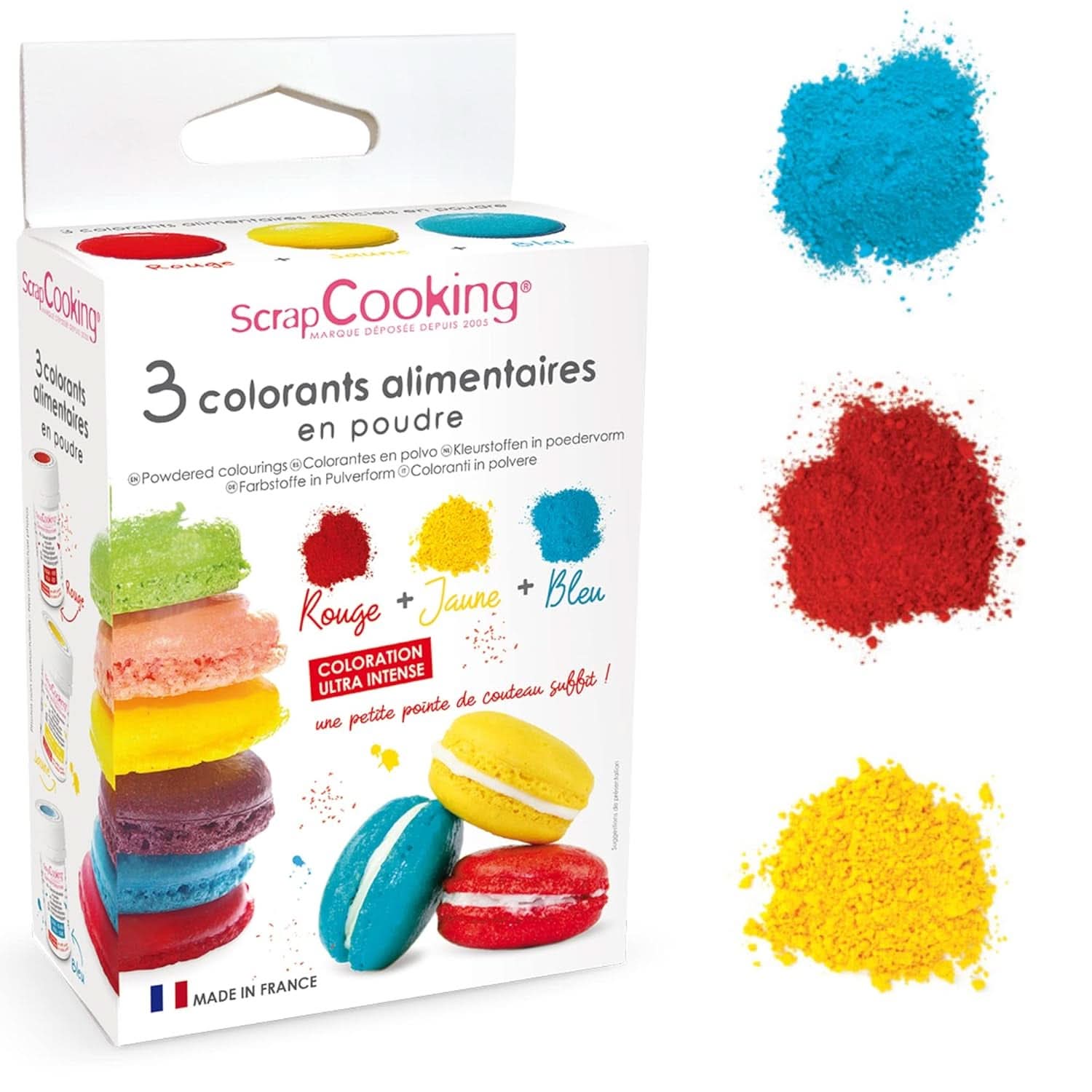 ScrapCooking, Lot de 3 colorants alimentaires en poudre - rouge, jaune, bleu, 3 x 5 grammes Naty Shop