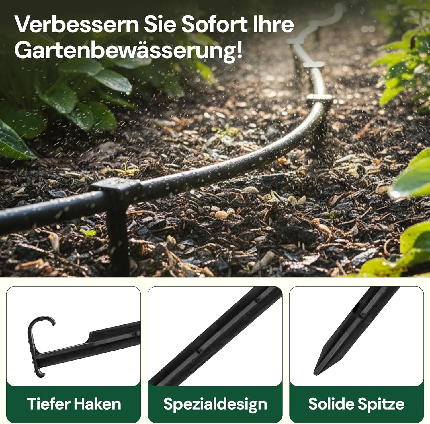 GARDENIX AquaPIN Ancrage de tuyau d'arrosage, 50 pièces, piquet de sol, ancrage de fixation pour tuyau d'égouttement, tuyau d'irrigation, fourche de raccordement
