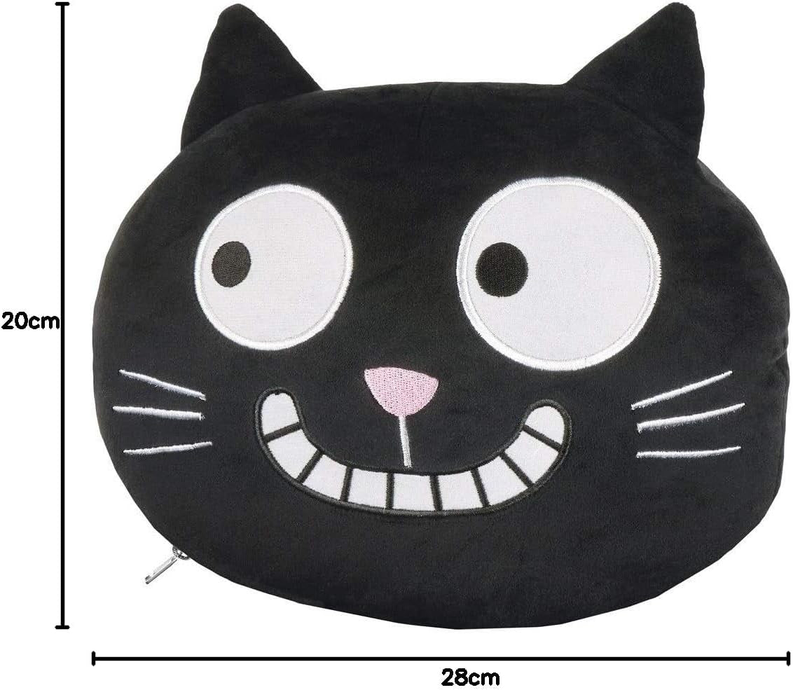 Oreiller cervical Moïse. Ed, le chat | Oreiller cervical et tête 2 en 1 pour les voyages | Oreiller de voyage chat, 28 cm, noir