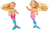 Simba 105733424 - Evi Love La Petite Sirène, 2 façons assorties, UN seul article sera livré, Evi en sirène, nageoire caudale mobile, avec hippocampe, poupée mannequin de 12 cm, à partir de 3 ans