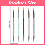 5 pièces Nail Art Pinsel Set Dotting Tool Nailart Pinsel Nageldesign Double End Dotting Pen Strass Professional Acryl Feinmalerei Nail Art Design