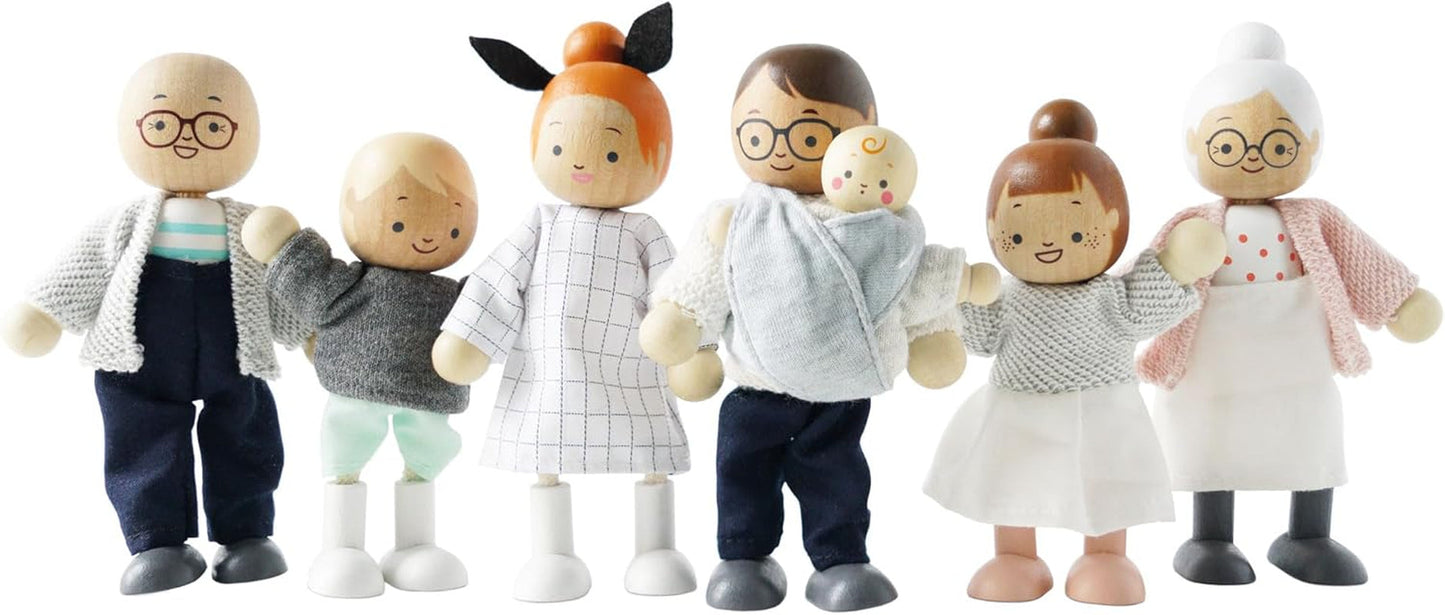 - Ma famille avec 4 chiots – Holz, Stoff – P053