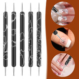 5 pièces d'outils de pointage de conception d'ongles, outil de travail de peinture, pointe de broche, outil de marbrage, outil de marbrage pour manucure de vernis à ongles, noir