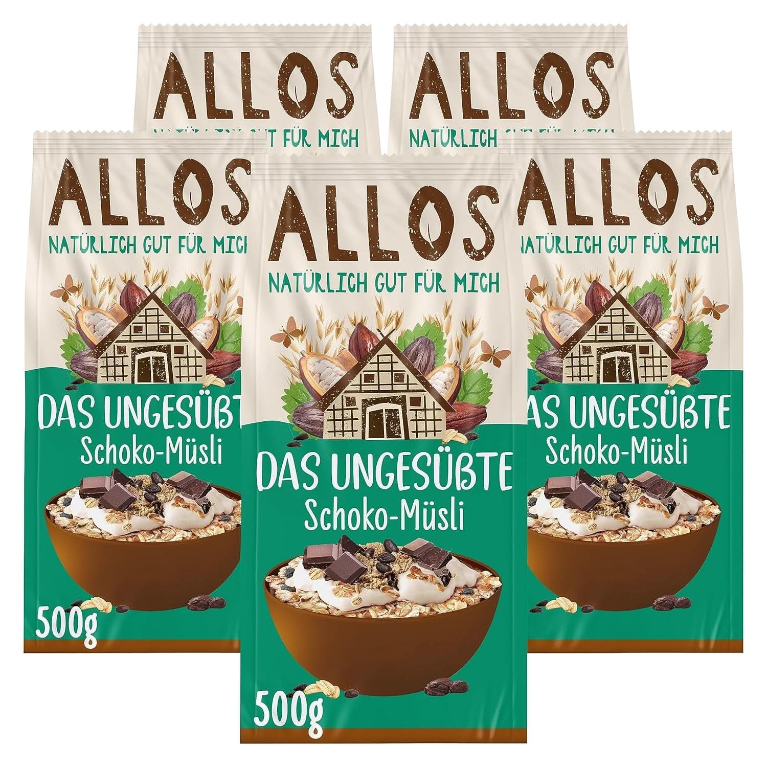 Allos, muesli aux baies non sucré, paquet 5 x 500 grammes Céréales Naty Shop Chocolat