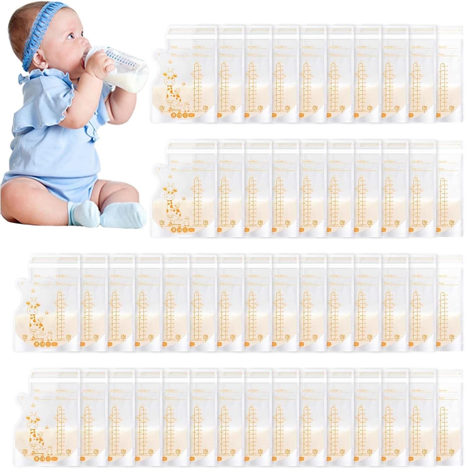 Vinabo 50 Stück Muttermilchbeutel, 250Ml sans BPA Muttermilchbeutel Sachet, Milchbeutel Für Muttermilch Mit Ausgießer Für Das Stillen, Selbststehender, Kann Eingefroren Werden, Vorsterilisiert Accessoires Alimentation et Allaitement Baby Naty Shop