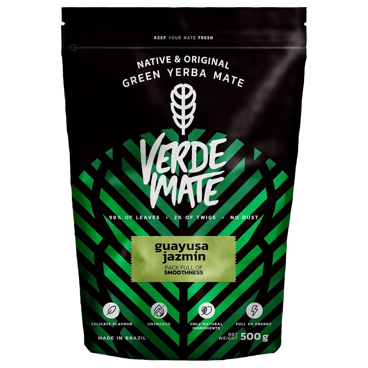 Service à thé Yerba Mate aux herbes | Yerba Maté aux herbes | Green Mate Énergie verte Guarana, Guayusa Jazmin, Salsepareille | Yerba Mate verte brésilienne | 3X500G