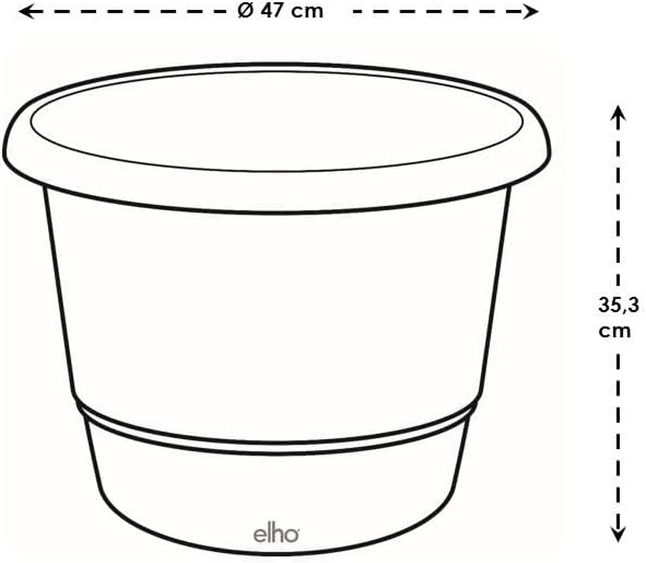 elho Amiga Round 47 - Pots de fleurs intérieurs et extérieurs - 100% plastique recyclé - Ø 47,0 x H 35,3 cm - Beige/Beige Champignon