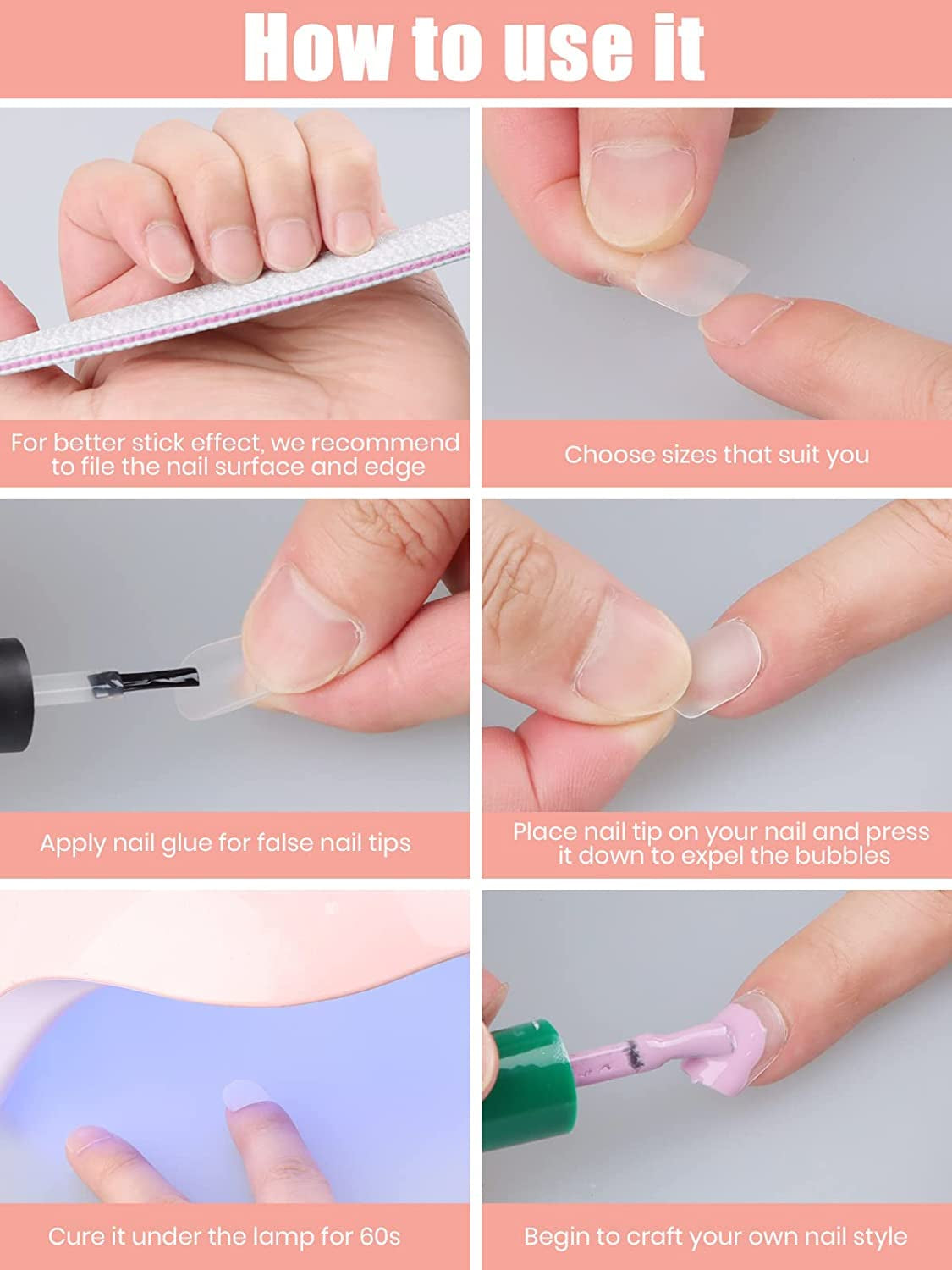 EBANKU 420 pièces de pointes d'ongles carrées courtes, pointes mates à couverture complète, pointes en gel souple, pointes d'ongles en gel transparent pré-polis, pointes d'extension d'ongles artificiels, 15 tailles (carré court)