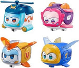 Super Wings Super Pets 4 PCS Shine, Golden Boy, Jerome, Ellie Expression faciale commutable Effet foudre Jouet portable pour 3 4 5 6 7 8 ans Garçon Fille Figurines d'action 2 pouces Naty Shop 4 Pack A