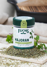 Fuchs Gewürze - Marjolaine gerebelt - zum Würzen von Kartoffelgerichten, Fleischgerichten oder Eintöpfen - ingrédients naturels - 10 g dans une dose wiederverwendbarer, recyclebarer