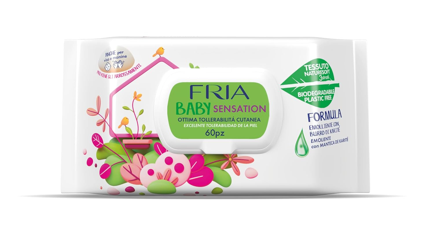 Couches Baby Sensation au beurre de karité, apaisantes pour la peau, testées dermatologiquement, 60 pièces