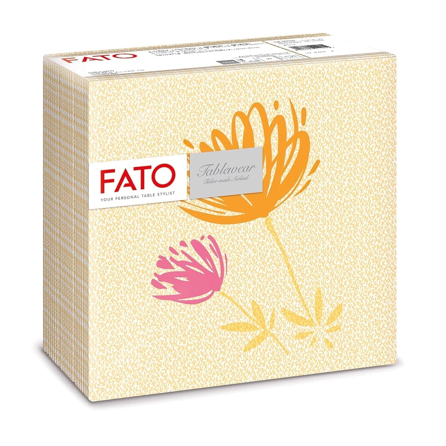 Fato - Serviettes en papier sec, airlaid, effet textile, paquet de 50 serviettes, 40X40 pliées en format 4, Tropicana Decor