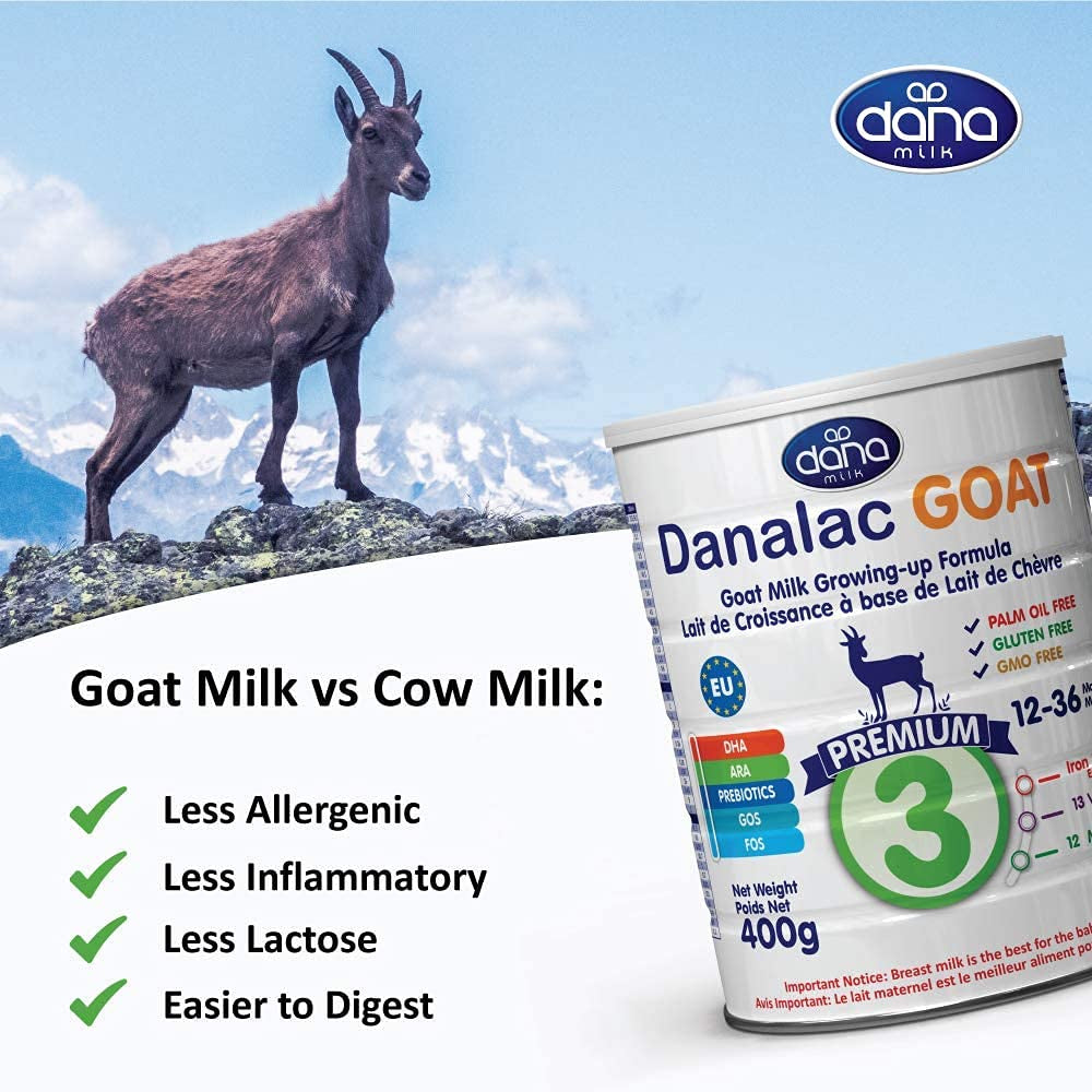 Danalac (Pack de 1) Formule avancée de lait de chèvre pour la croissance 800 g de lait en poudre pour bébé Stage 3 pour les tout-petits et les bébés de 1 à 3 ans
