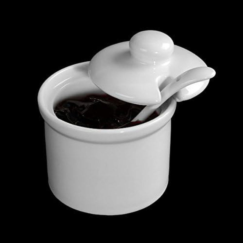 Holst Porcelain AT 216 FA1 Bidon 0,17 L Fût avec Cuillère, Blanc, 8,5 x 8,5 x 6,5 cm