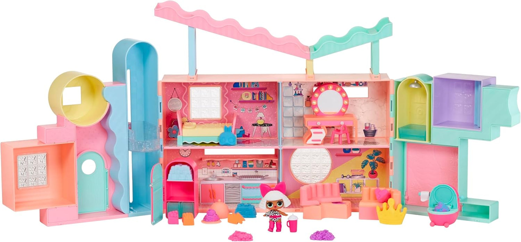 Mdr Surprise ! Maison Magique avec Poupée de Collection Squish Sand et Diva - Coffret de Jeu avec Poupée de Collection, Sable Squish, Surprises et Accessoires - Idéal pour les Filles de 4 Ans et Plus