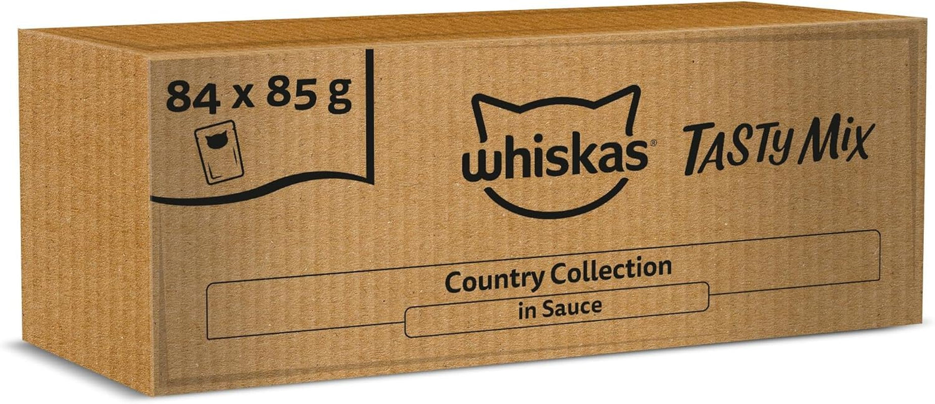 Whiskas Adult Wet Food 1+ Tasty Mix Country Collection en sauce, 84 sachets, 84 x 85 g (1 paquet en vrac) - Nourriture humide de haute qualité pour chats adultes