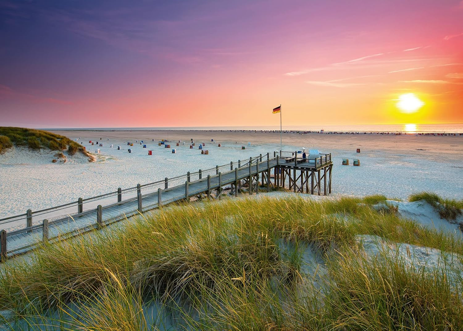 Ravensburger Puzzle 12000690 - Coucher de soleil sur Amrum - Puzzle de 1000 pièces pour adultes et enfants à partir de 14 ans, puzzle à motif de plage de la mer du Nord Puzzle Naty Shop Scenic