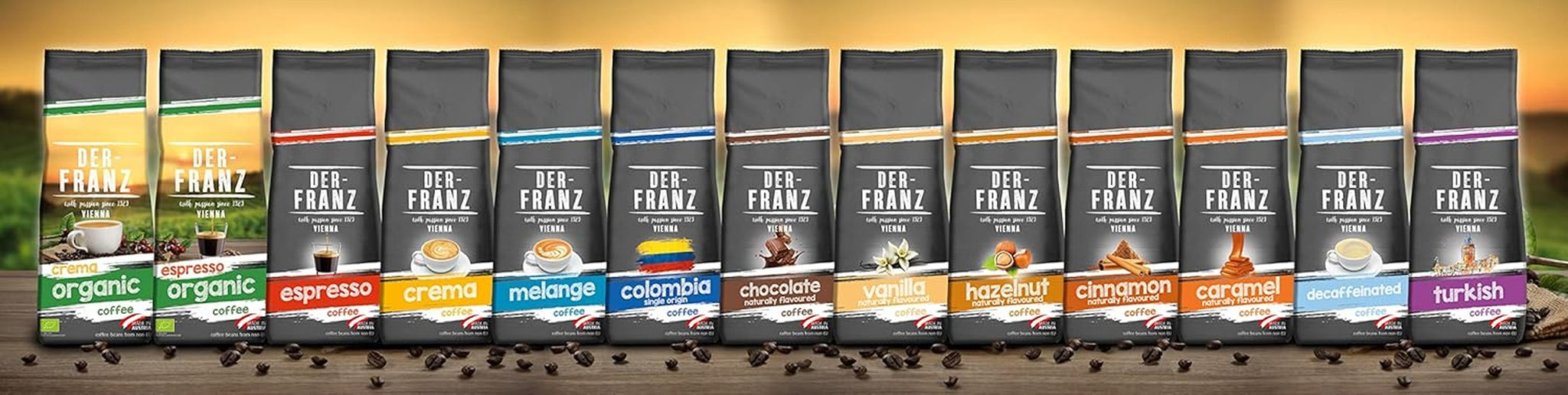 DER-FRANZ Kaffee Crema, Intensité 4/5, 100% Arabica, ganze Kaffeebohnen, 3 x 500 g