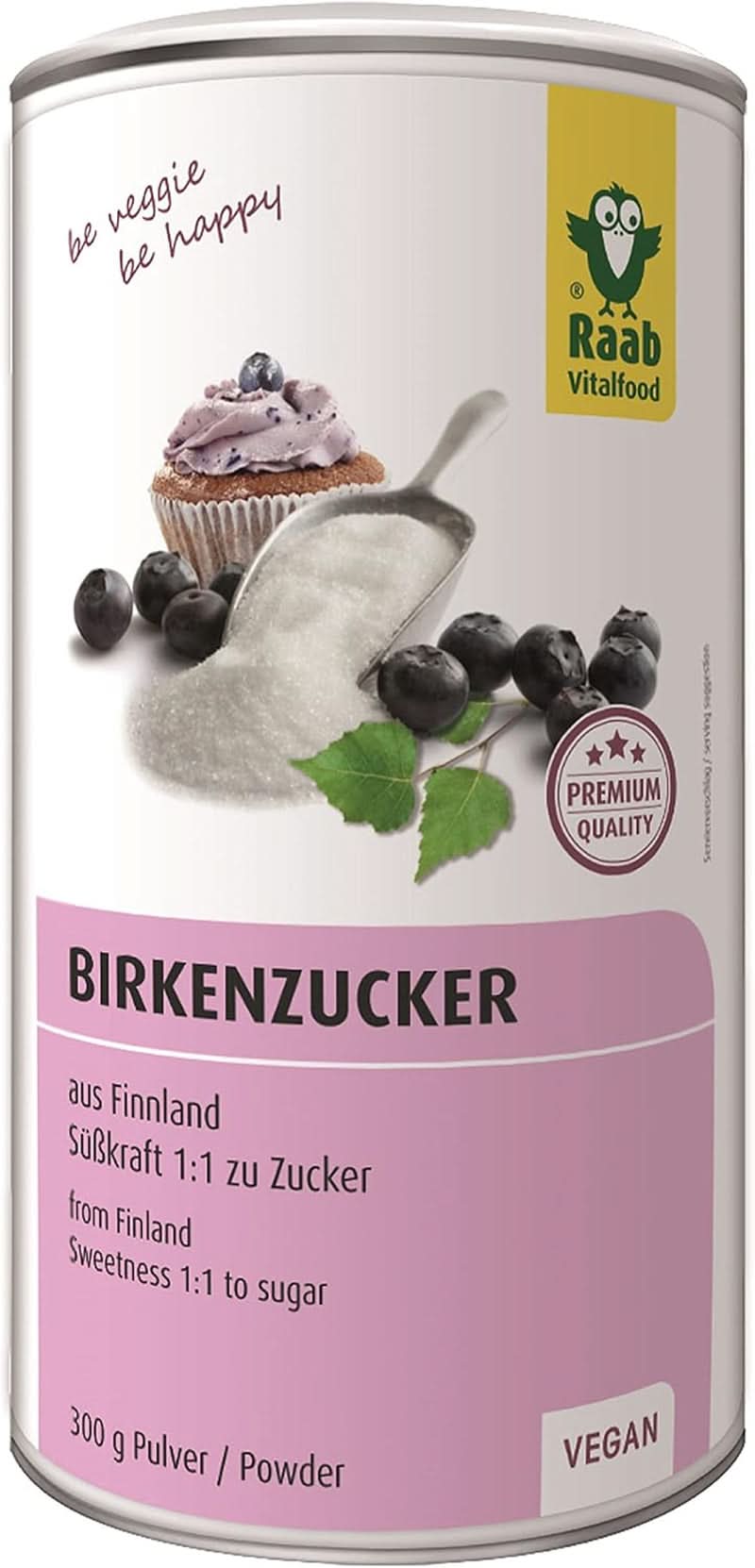 Raab Vitalfood Premium, Sucre de bouleau avec édulcorant Xylitol, Végétalien, Alternative 1:1 au sucre, 300 grammes Édulcorants Naty Shop