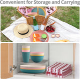 Tanice Service de table en plastique 12 pièces, assiettes et bols, service de table pour 4 personnes, service de table en plastique avec assiettes, bols et tasses pour cuisine, camping en plein air