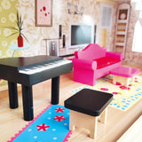 Bino World of Toys Maison de poupée avec balcon, jouet pour les tout-petits à partir de 3 ans, avec 3 étages, escaliers, 4 pièces et balcon incl. 15-TLG. Accessoires, Pour promouvoir les compétences des enfants, Maisons de poupées design rose Naty Shop