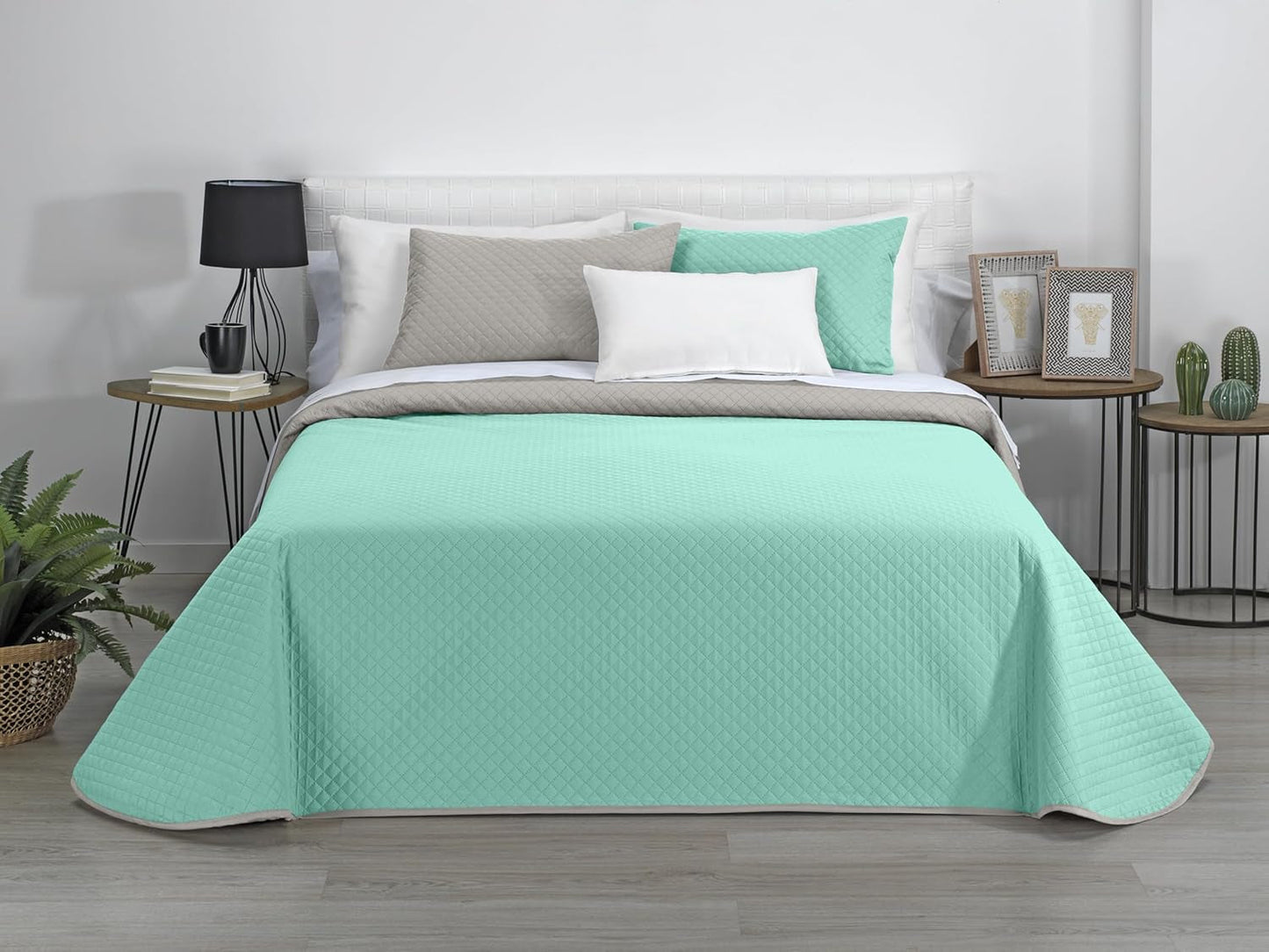 AVA | Courtepointe réversible Boutique | Pour toutes les saisons | Couleur – Beige/Turquoise | Pour lit 120/135 cm. lit. (230 X 270 Cm. Ancho X Alto) | Quilt matelassé Quilts et quilts Naty Shop Titre par défaut