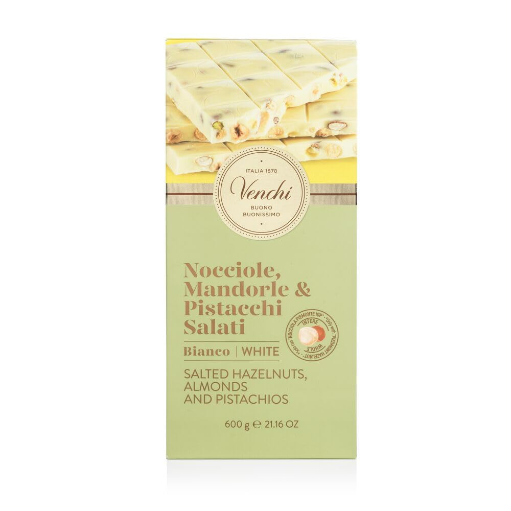 Venchi - Maxi Barre de Chocolat Blanc, Salée, 600g, Sans Gluten, Sans Colorants Artificiels et Sans Conservateurs