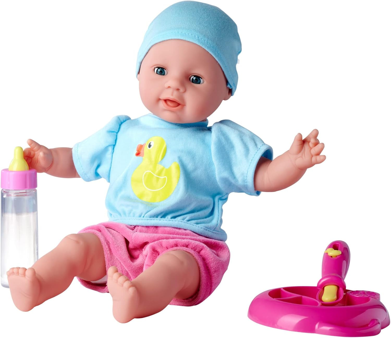 Simba 105010964 - Poupée douce Laura Hungry avec tétine, cuillère magique, biberon et assiette qui disparaissent, 38 cm, poupée pour enfants à partir de 2 ans