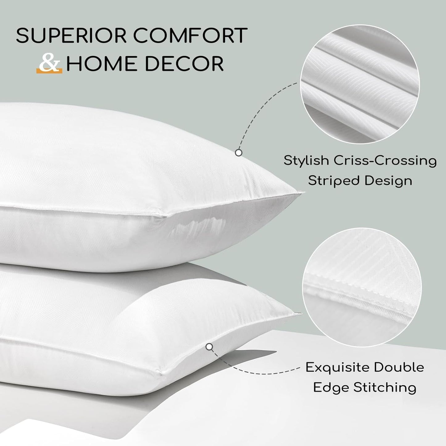 HARBOREST Oreiller de lit de couchage, 2 pièces, peluche de luxe, oreiller alternatif, idéal pour les dormeurs sur le côté et sur le dos, collection hôtelière, oreiller, taille standard/queen, 50,8 x 66 cm Naty Shop Oreillers standard