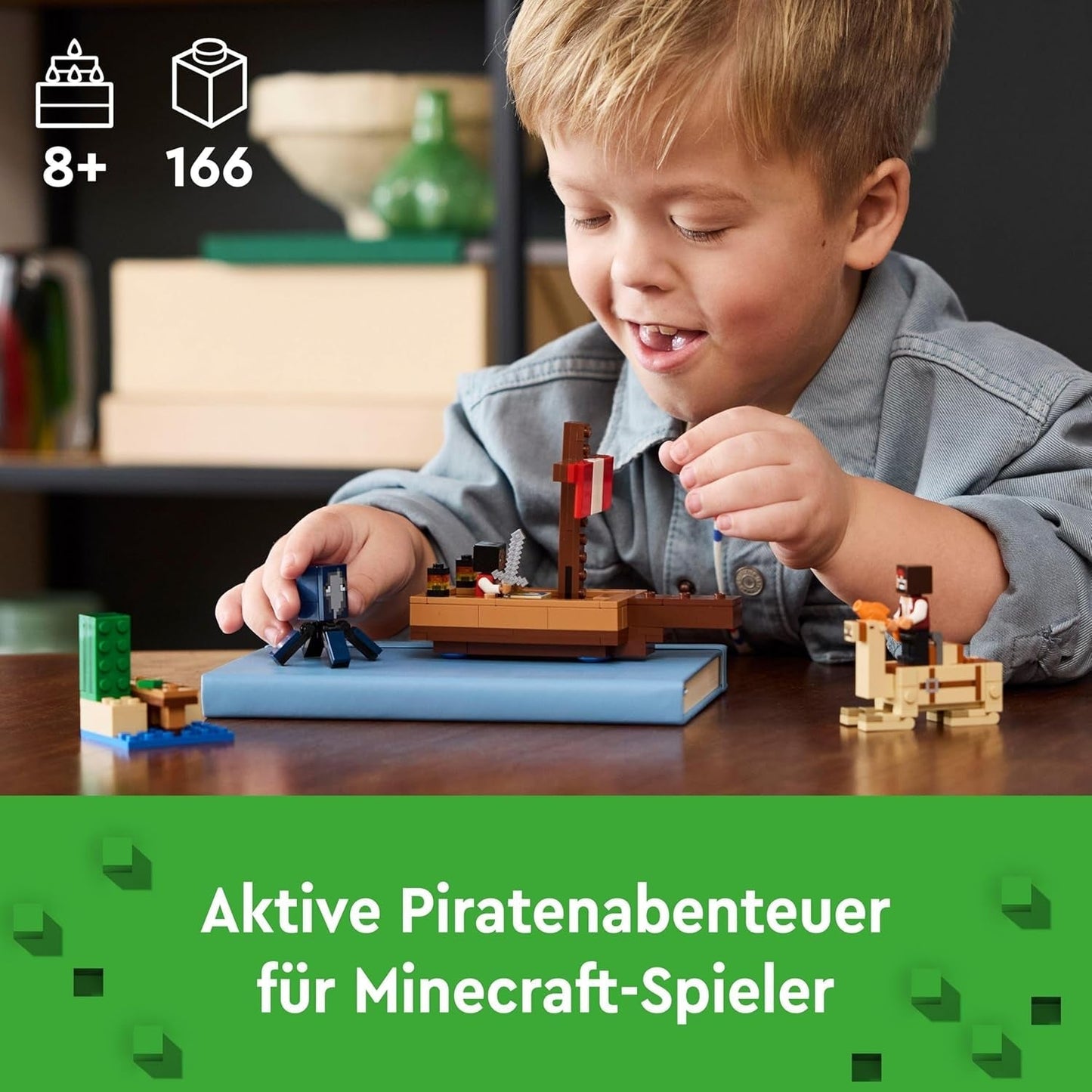 LEGO Minecraft Le bateau pirate Voyage Figurine de pirate calamar et chameau Jouet de construction de bateau Jeu de rôle Cadeau pour garçons et filles de 8 ans 21259 Ensembles de construction Besuche den LEGO-Store