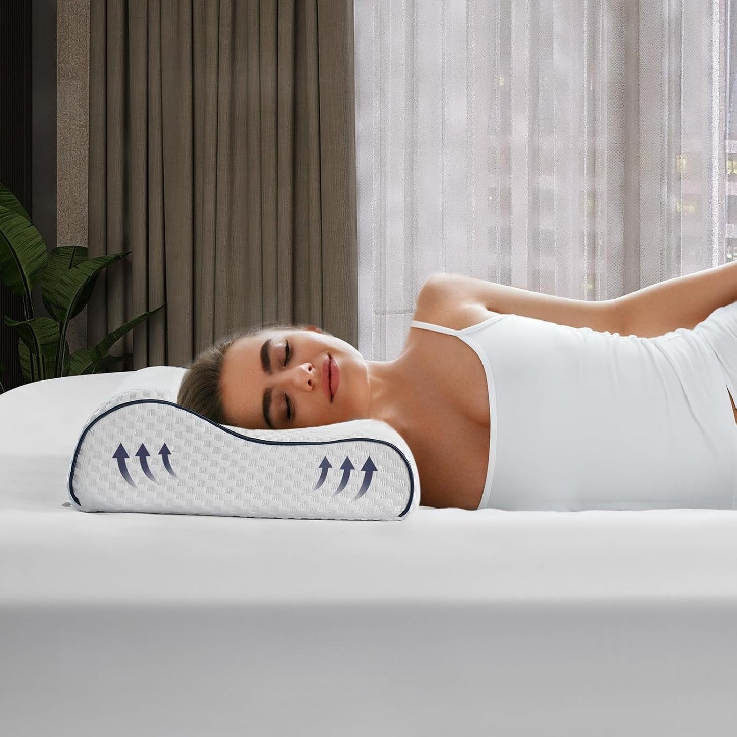 Oreiller de soutien cervical Z-Hom, oreiller en mousse à mémoire de forme, oreiller pour dormeur latéral, oreiller ergonomique, oreiller anti-ronflement, oreiller de couchage orthopédique, housse amovible (49 X 30 X 7/10 cm) Oreillers orthopédiques cervicaux Naty Shop