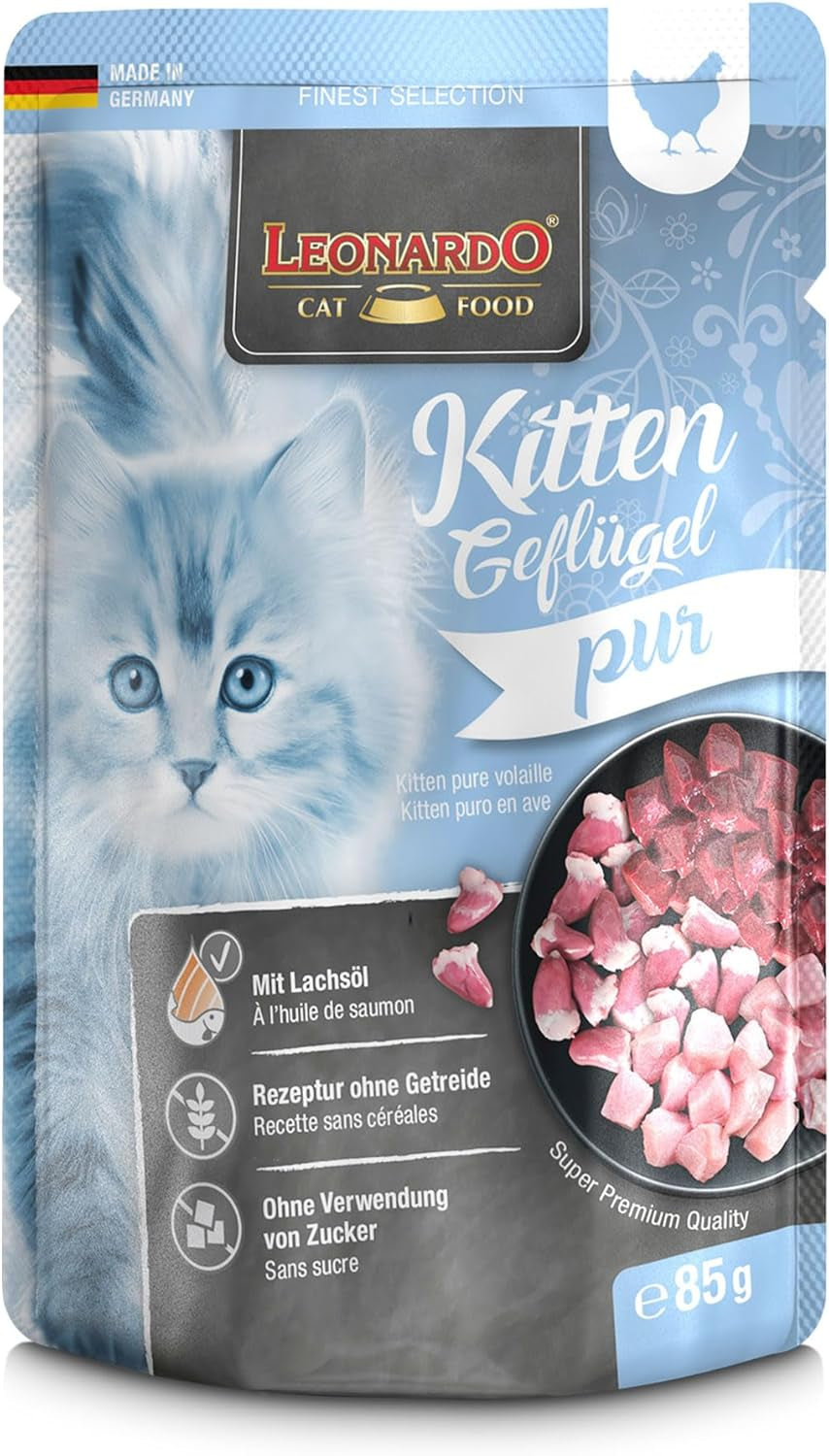 LEONARDO Fresh Pouches [16 x 85 g de nourriture humide pour chat, sans céréales] | Aliment humide complet en sachets individuels