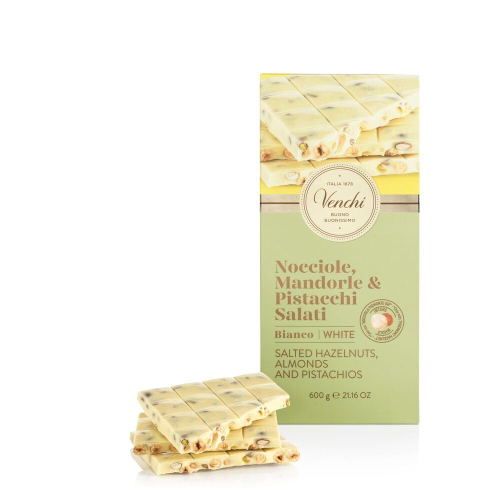 Venchi - Maxi Barre de Chocolat Blanc, Salée, 600g, Sans Gluten, Sans Colorants Artificiels et Sans Conservateurs