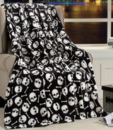 Couverture légère et confortable sur le thème d'Halloween, douce, confortable et moelleuse, parfaite pour se détendre en cette saison effrayante, 127 x 152,4 cm, lits et couvertures Skull and Bones Elegant Comfort Skull Bone 50 x 60
