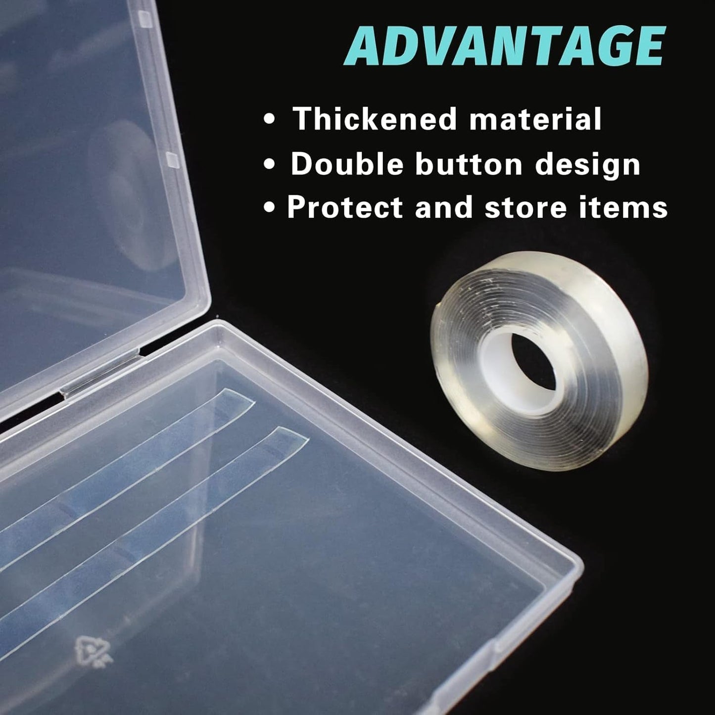 2 pièces 30 cm ruban adhésif double face boîte de rangement pour ongles artificiels boîte rectangulaire transparente boîtes d'emballage en plastique conteneur de pointes d'ongles ongles artificiels 21.8x15.5 cm