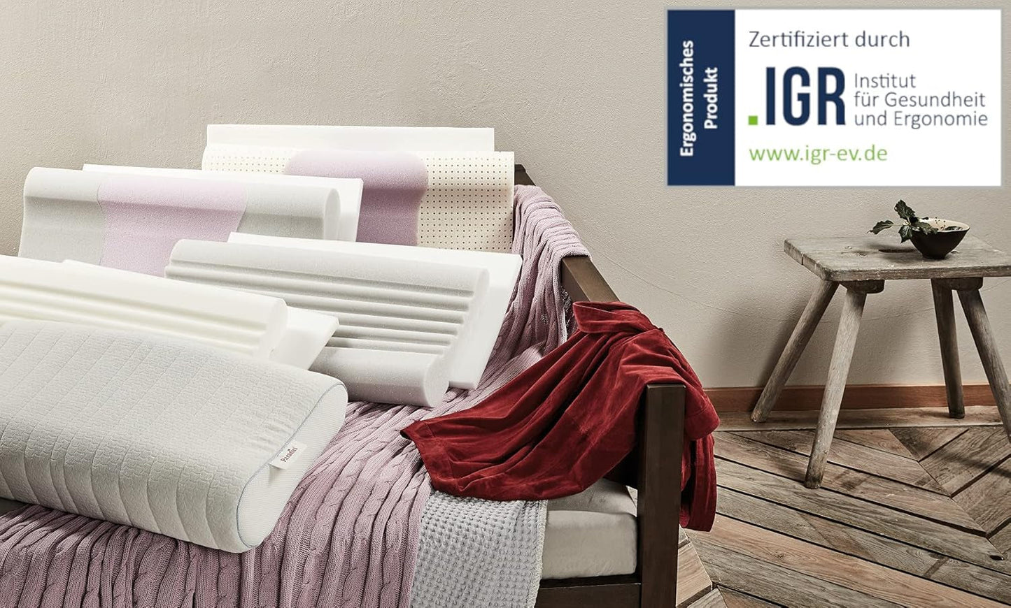 PARADIES Oreiller cervical 40X80 Cm - Revita Ergonomique - Certifié IGR, Oreiller ergonomique de soutien du cou Hauteur : 10 Cm Oreillers orthopédiques cervicaux Naty Shop
