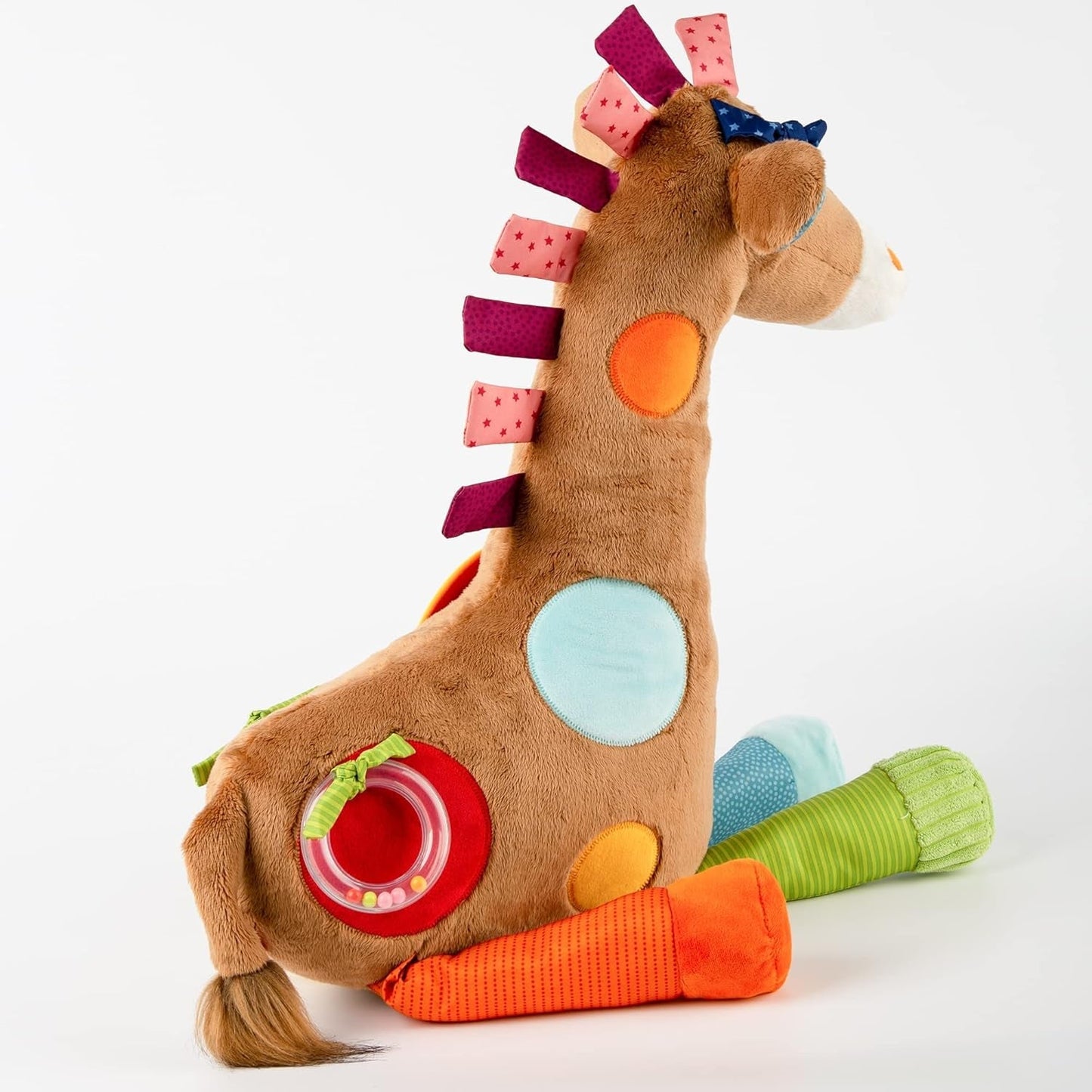 SIGIKID 42863 Jouet Bébé Girafe XXL, Jouet Éducatif PlayQ, Peluche avec Anneau de Dentition, Hochet, Miroir, Couinant, pour Bébés et Enfants à partir de 3 Mois, Multicolore/Girafe 72cm Jouets Bebe Naty Shop