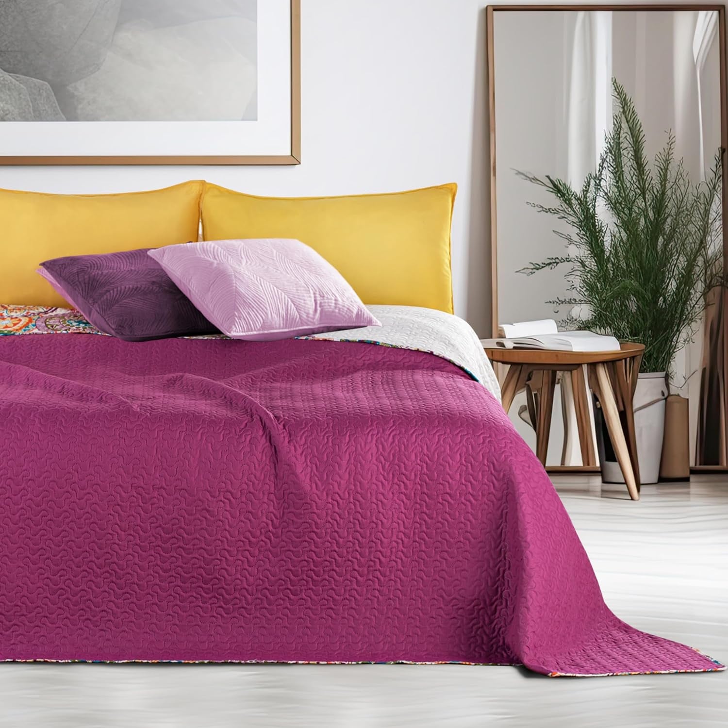Decoking 12222 Couvre-lit 200X220 Cm Rose Violet Blanc Coloré Anthracite Couvre-lit Deux Faces Coloré Rose Blanc Violet Quilting Bibi Lits et Couvertures Besuche den DecoKing-Store